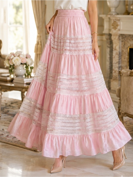 Solitaire Dresses & Skirts - New Solitaire Light Pink Tiered Maxi Skirt size S
